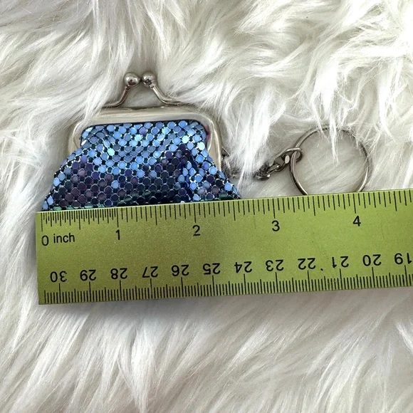 💖 Whiting & Davis Signature Mesh Blue Keychain Coin Purse, Small - Picture 5 of 11